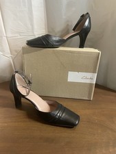 Clarks Black Leather Heeled