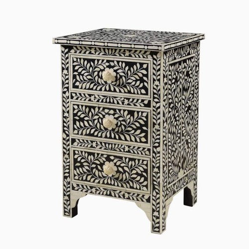 Bone inlay nightstand with - bone,