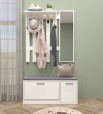 Mondeer Entryway Hallway Coat Rack Stand & Shoe Storage Bench w/ Flip-up Drawer