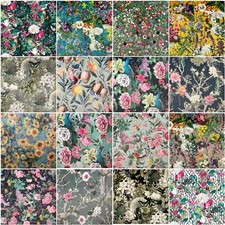 FLORAL PRINTED VELVET FABRIC Curtains Cushions Lampshades Upholstery 24 DESIGNS