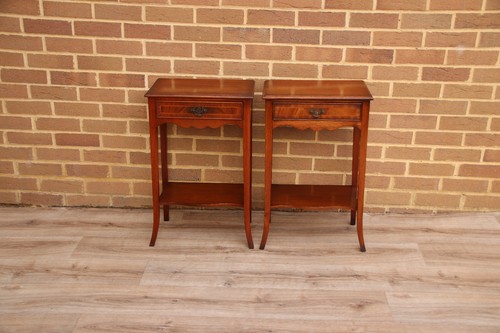 Pair french wood bedside - pair,