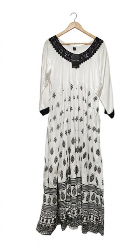 White cotton anarkali maxi - cotton,
