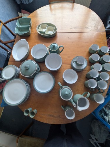Green denbyware dinner set - denbyware,