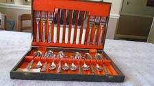 VINTAGE CUTLERY  CASED SET  CANTEEN OF CUTLERY CHROMIUM PLATE SHEFFIELD