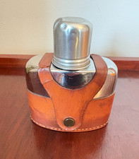 Vintage Metal Hip Flask in Real Leather Case – Made in England Collectable