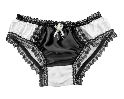 Black white satin - satin, frilly