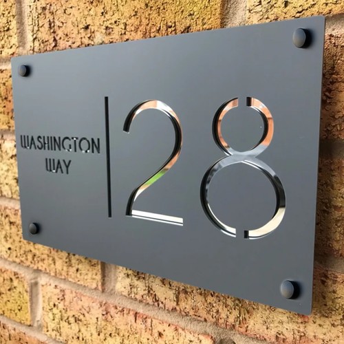 Door sign house - house, numbers
