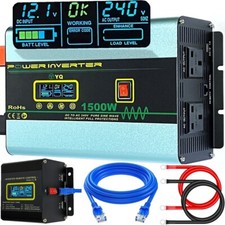 YQ Power Inverter 12V to 240V Pure Sine Wave 1500W 3000W LCD Remote Converter
