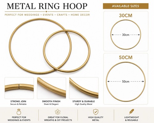Gold metal hoop - gold, 50cm