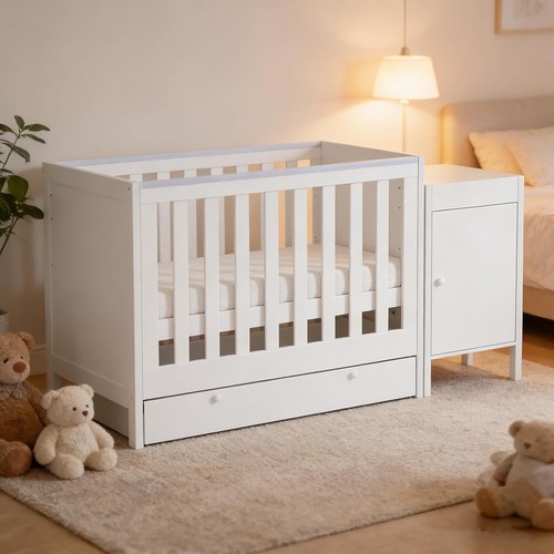White baby cot teething - baby,