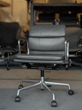 Vitra Eames EA217 Authentic Umbrella Grey Leather Office Chair Aluminium