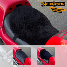 Motorcycle Sheepskin Seat Pad Security Straps Short Wool Foam Liner Motorbike