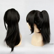 Ladies Party Wig Straight Ponytail Black Women Wigs+Wig Cap tops