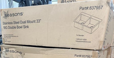 -Seasons 33"W X 22"L X 9"D Double Bowl Dual Mount 1-Hole 18g Ss Kitchen Sink