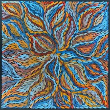 Rosemary Petyarre .Authentic Aboriginal Art. Bush yam flower, Size; 60cm x 60cm