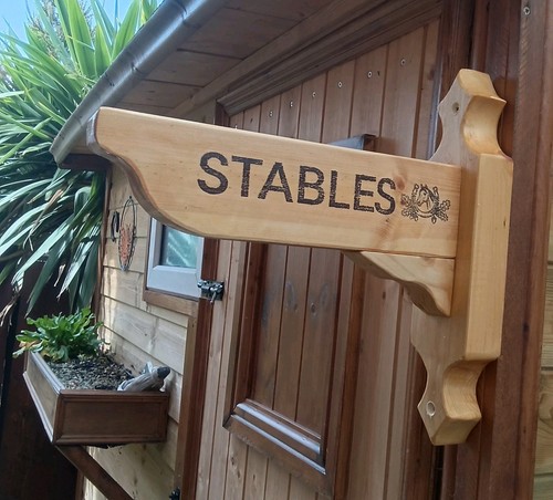 Wooden rustic horse - horse, stables
