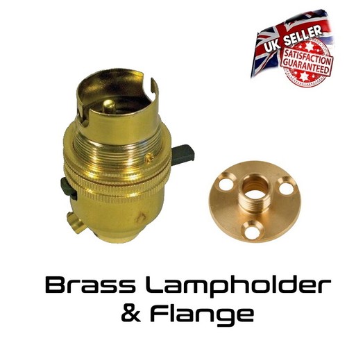 Brass lamp holder switched - brass,