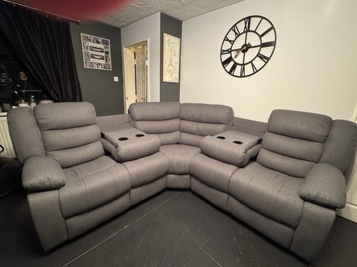 Light grey corner recliner - light,