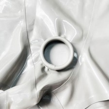 Men's Latex White Shorts with Trims Ring Hole Rubber Underwear 0.4mm Handmade