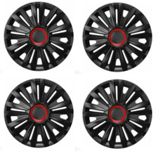 Black Red coloured 15" wheel trims Hub Caps Plastic Covers Aygo Auris Avensis