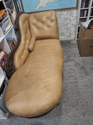 Victorian leather chaise - victorian,