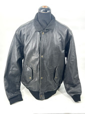 Chevignon Leather jacket black bomber zip up 90s vintage Mens XXL
