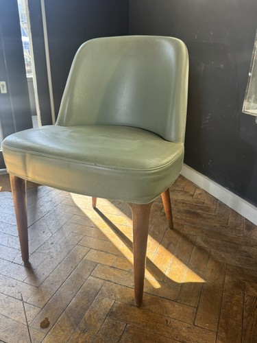 Set green leather dining - green,