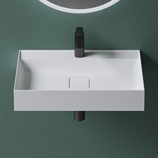 Bathroom Sink Countertop Wall Hung Basin Stone Resin Rectangle Basin with Waste