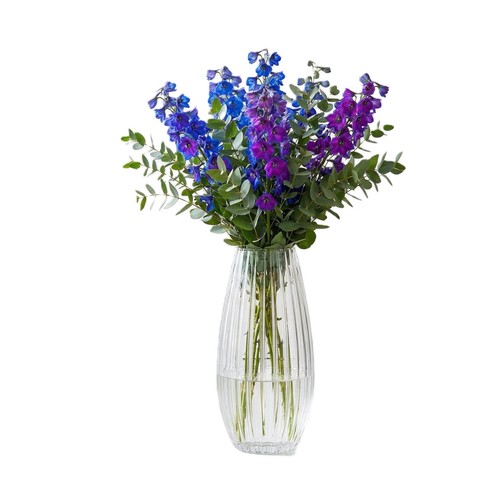 Tall fluted glass vase ribbed - glass,