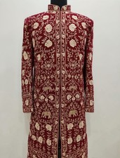 Maroon and Gold Sherwani -