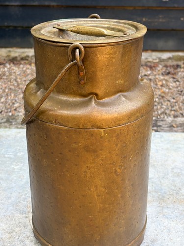 Antique brass milk churn - milk,