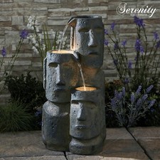 Serenity Outdoor Garden Fountain Island Head Statue Cascade Water Feature 73cm