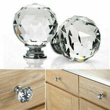 Diamond Glass Door Knobs Clear Crystal Cupboard Drawer Furniture Handle Cabinet