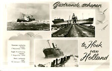 Postcard Hoek van Holland 1958 Stranded Ships Cargo Ships Faustus Spanker Gatt