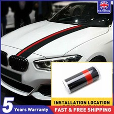 5D Carbon Fiber with Red Rally Stripes Trim Racing Car Body Front Hood Decal UK