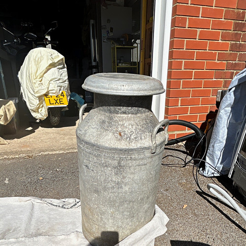 Vintage galvanised metal milk - galvanised,