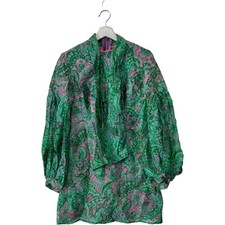 After Six by Ronald Joyce Peekaboo Green Paisley Dress Size Unknown