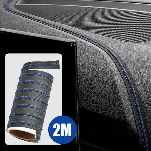 Blue leather car dashboard - leather,