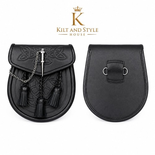 Black embossed celtic knot - black,