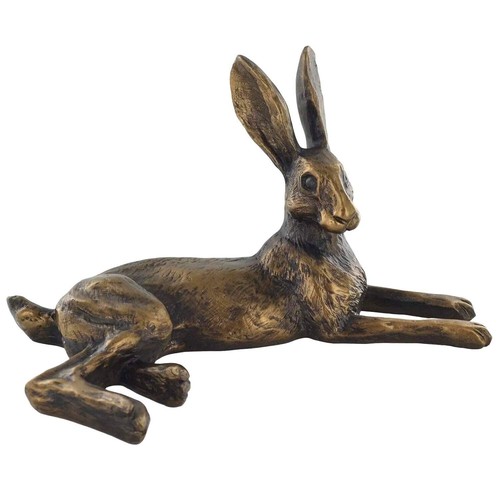 Lying down hare bronze effect - lying,