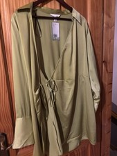 H&M Green Mini Wrap Dress With Tags Size S