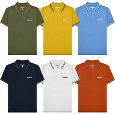 Lambretta Mens Twin Tipped Short Sleeve 3 Button Placket Cotton Polo Shirt Top