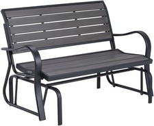 LIFETIME Wood Alternative Rocking Motion Glider Garden Bench, Grey 4' / 121.9cm