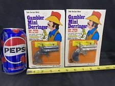 Pair of  Vintage 1970s Solid Die-Cast Metal Deringer Mini Cap Guns Hong Kong