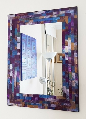 Rectangular mosaic wall mirror