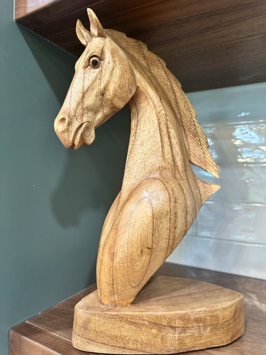 Horse carved wooden sculpture - horse,
