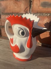Art Deco Jug Red White Rooster Large 19 cm High Czech Hand Painted Ditmar Urbach