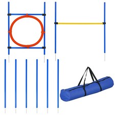 PawHut Dog Agility Training Obedience Jump Hurdle 6 Weave Pole Training Hoop Set
