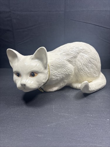 Large ceramic white cat - white,