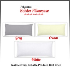 Bolster Pillowcases Covers Polycotton Soft Easy Care Washable 3ft4ft4ft6 5ft 6ft